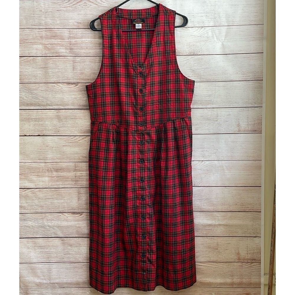 VINTAGE TRULY‎ YOURS MAXI DRESS IN RED AND BLACK PLAID